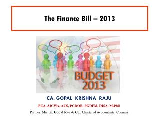 The Finance Bill – 2013