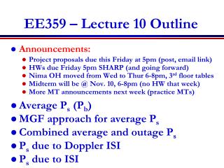 EE359 – Lecture 10 Outline
