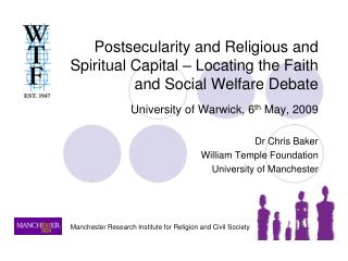 Dr Chris Baker William Temple Foundation University of Manchester