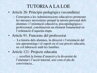 TUTORIA A LA LOE