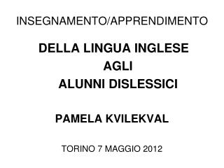 INSEGNAMENTO/APPRENDIMENTO