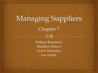 Managing Suppliers Chapter 7
