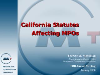 California Statutes Affecting MPOs