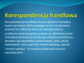 Korespondencja handlowa