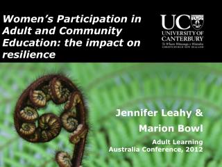 Women ’ s Participation in Adult and Community Education: the impact on resilience