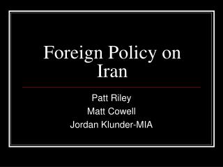 Foreign Policy on Iran