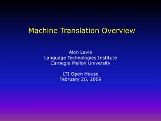 Machine Translation Overview