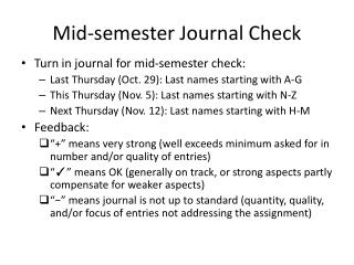 Mid-semester Journal Check
