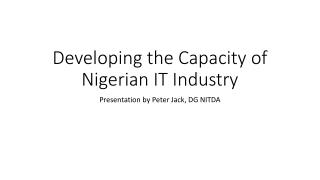 Developing the Capacity of Nigerian IT Industry