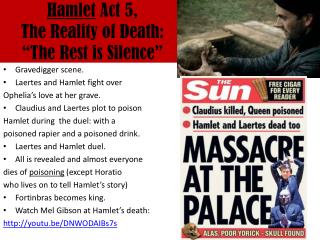 Hamlet Act 5, The Reality of Death: “The Rest is Silence”