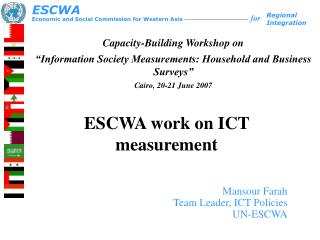 ESCWA work on ICT measurement