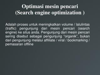 Optimasi mesin pencari (Search engine optimization )
