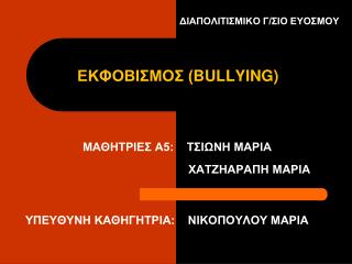 ΕΚΦΟΒΙΣΜΟΣ ( BULLYING)