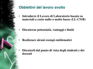 Obbiettivi del lavoro svolto