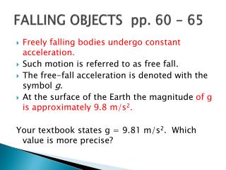 FALLING OBJECTS pp. 60 - 65