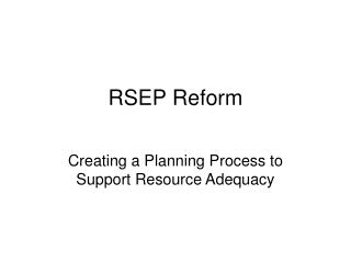 RSEP Reform