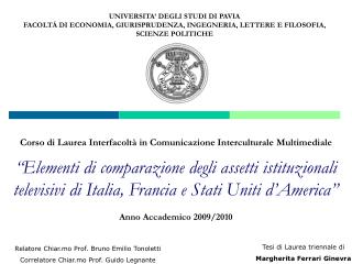 UNIVERSITA’ DEGLI STUDI DI PAVIA