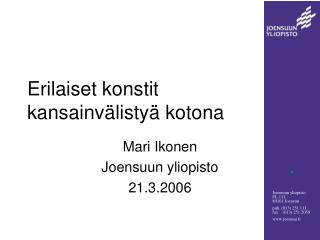 Erilaiset konstit kansainvälistyä kotona