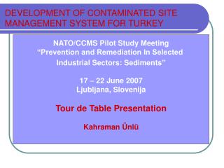 NATO/CCMS Pilot Study Meeting “Prevention and Remediation In Selected