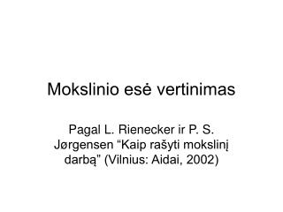 Mokslinio esė vertinimas