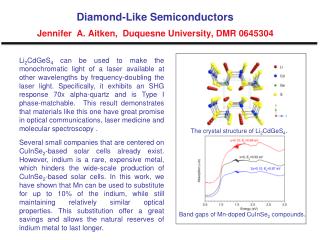 Diamond-Like Semiconductors Jennifer A. Aitken, Duquesne University, DMR 0645304