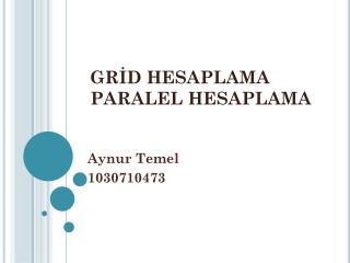 GRİD HESAPLAMA PARALEL HESAPLAMA