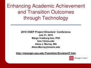 Enhancing Academic Achievement and Transition Outcomes through Technology
