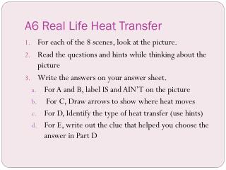 A6 Real Life Heat Transfer