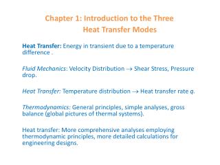 Chapter 1: Introduction to the Three Heat Transfer Modes