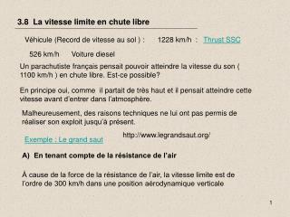 3.8 La vitesse limite en chute libre