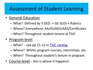 Assessment of Student Learning