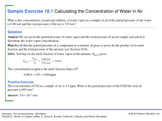 Sample Exercise 18.1 Calculating the Concentration of Water in Air