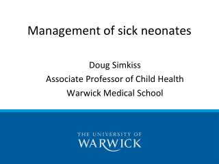 Management of sick neonates
