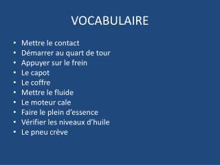 VOCABULAIRE