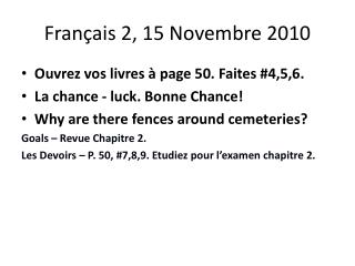Français 2, 15 Novembre 2010
