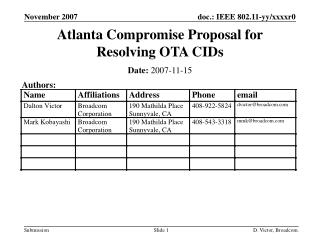 Atlanta Compromise Proposal for Resolving OTA CIDs