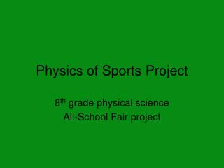 Physics of Sports Project