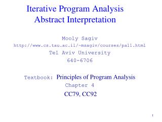 Iterative Program Analysis Abstract Interpretation