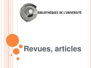 Revues, articles