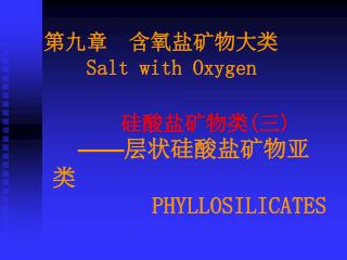 硅酸盐矿物类 ( 三 ) —— 层状硅酸盐矿物亚类 PHYLLOSILICATES