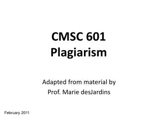 CMSC 601 Plagiarism