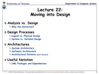 Lecture 22: Moving into Design