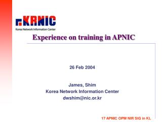 Experience on training in APNIC