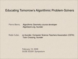 Educating Tomorrow’s Algorithmic Problem-Solvers