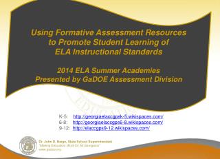 Using Formative Assessment Resources to Promote Student Learning of ELA Instructional Standards