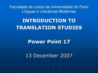 Faculdade de Letras da Universidade do Porto Línguas e Literaturas Modernas