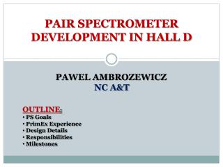 PAIR SPECTROMETER DEVELOPMENT IN HALL D