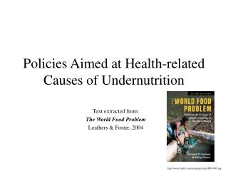 Policies Aimed at Health-related Causes of Undernutrition