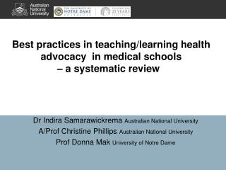 Best practices in teaching/learning health advocacy in medical schools – a systematic review