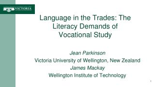 Language in the Trades: The Literacy Demands of Vocational Study